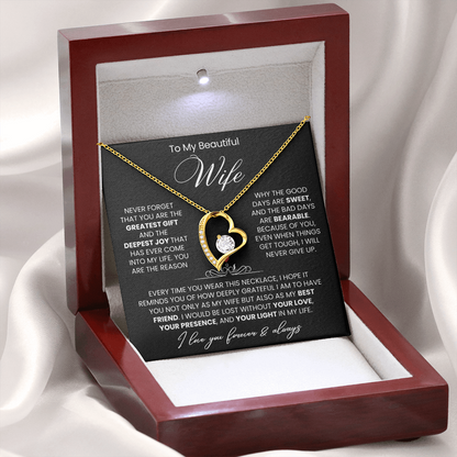 To My Wife - Love Heart Necklace - You Are the Greatest Gift