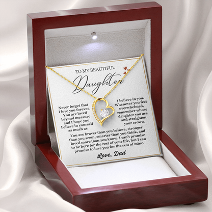 To My Daughter Necklace from Dad - Love Heart Necklace - Feel My Love Gift