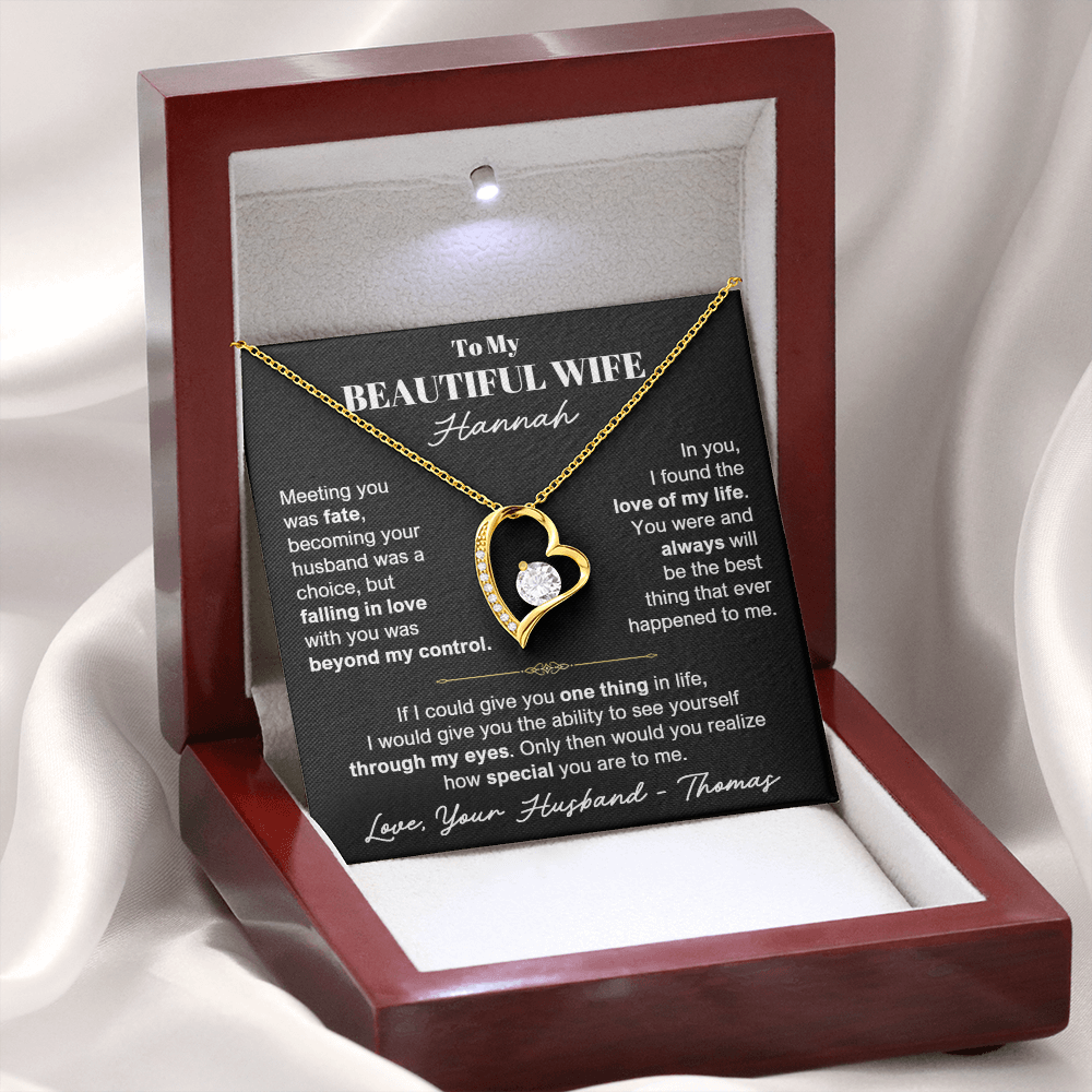 To My Wife - Love Heart Necklace - Personalizable Gift Set from Husband