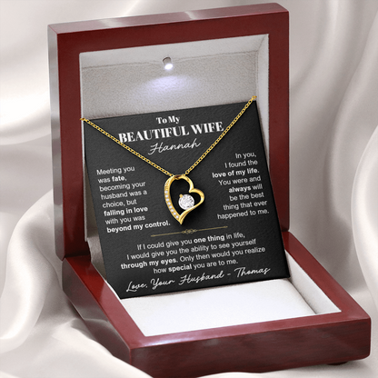 To My Wife - Love Heart Necklace - Personalizable Gift Set from Husband
