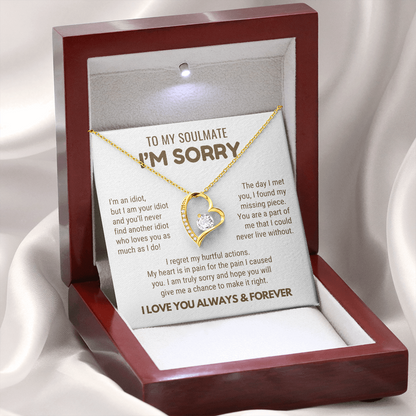 To My Soulmate - Love Heart Necklace - I Am Sorry