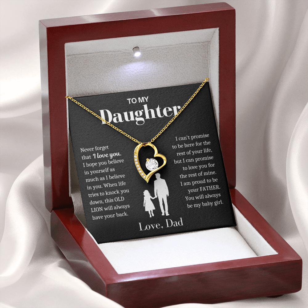 To My Daughter - Love Heart Necklace - Always Be My Baby Girl