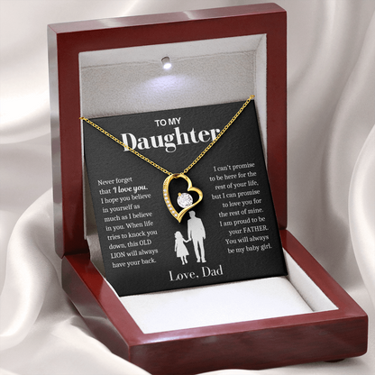 To My Daughter - Love Heart Necklace - Always Be My Baby Girl