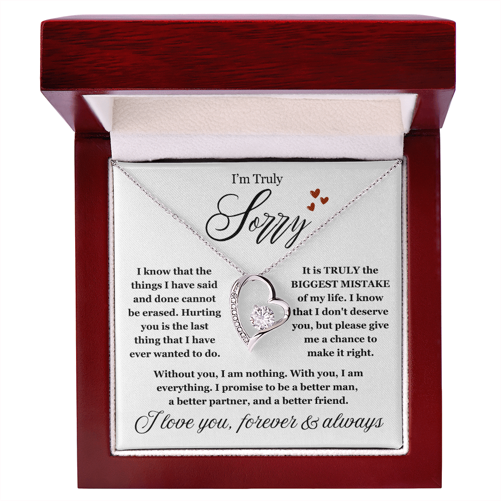 To My Love - Love Heart Necklace - I Am Sorry Message Card Gift