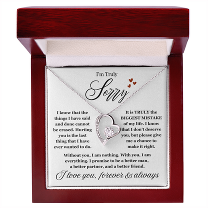 To My Love - Love Heart Necklace - I Am Sorry Message Card Gift