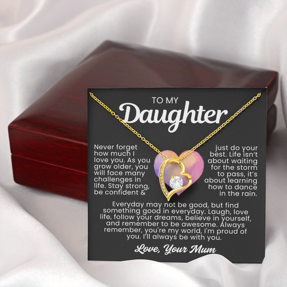 To My Daughter Necklace from Mum - Love Heart Necklace - You Are My World Gift