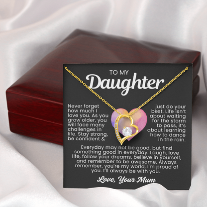 To My Daughter Necklace from Mum - Love Heart Necklace - You Are My World Gift