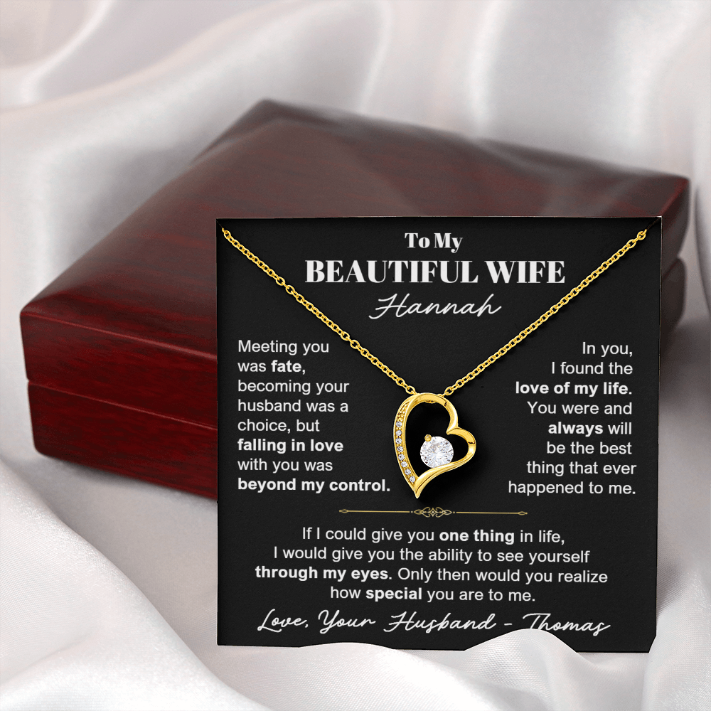 To My Wife - Love Heart Necklace - Personalizable Gift Set from Husband