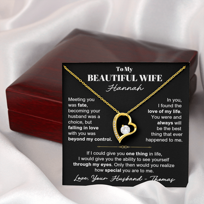 To My Wife - Love Heart Necklace - Personalizable Gift Set from Husband