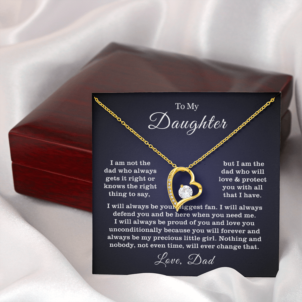 To My Daughter Necklace from Dad - Love Heart Necklace - Proud Father Message Card Gift