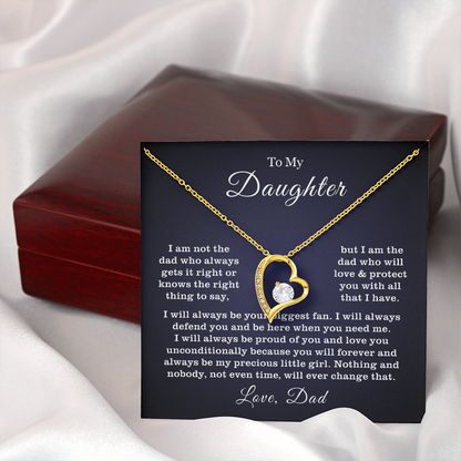 To My Daughter Necklace from Dad - Love Heart Necklace - Proud Father Message Card Gift