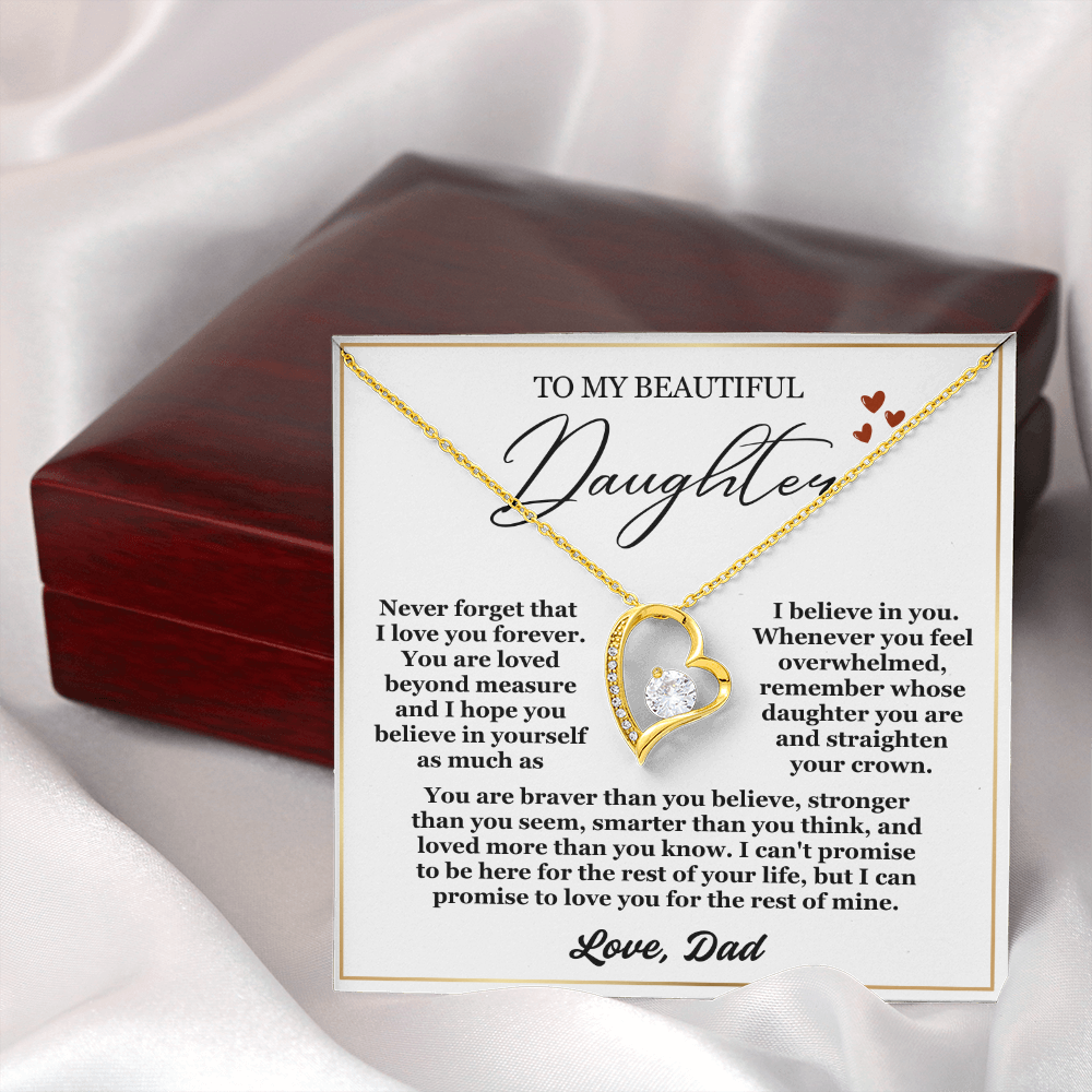 To My Daughter Necklace from Dad - Love Heart Necklace - Feel My Love Gift