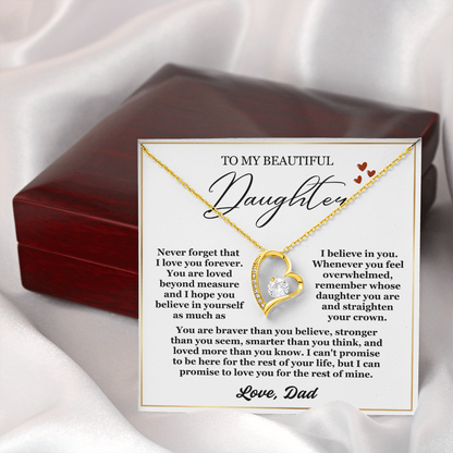 To My Daughter Necklace from Dad - Love Heart Necklace - Feel My Love Gift