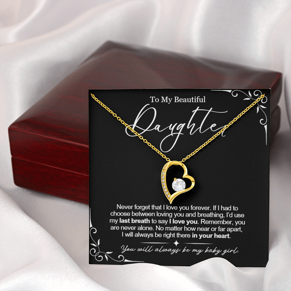 To My Daughter Necklace from Dad - Love Heart Necklace - Always My Baby Girl Message Card Gift