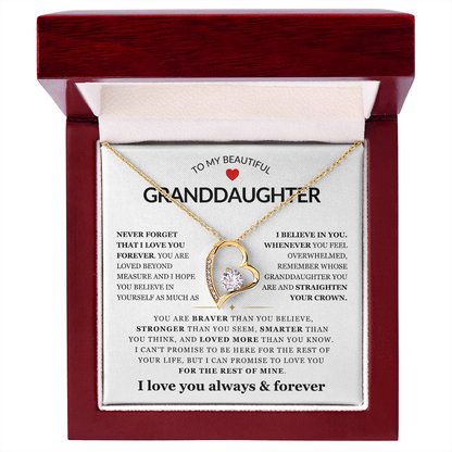 To My Granddaughter Necklace - Love Heart Necklace - I Love You Forever Message Card Jewelry Gift