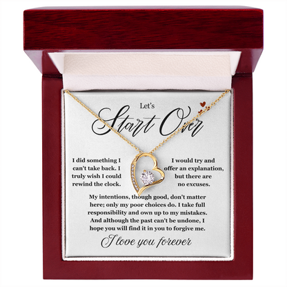 To My Love - Love Heart Necklace - Let's Start Over Message Card Gift