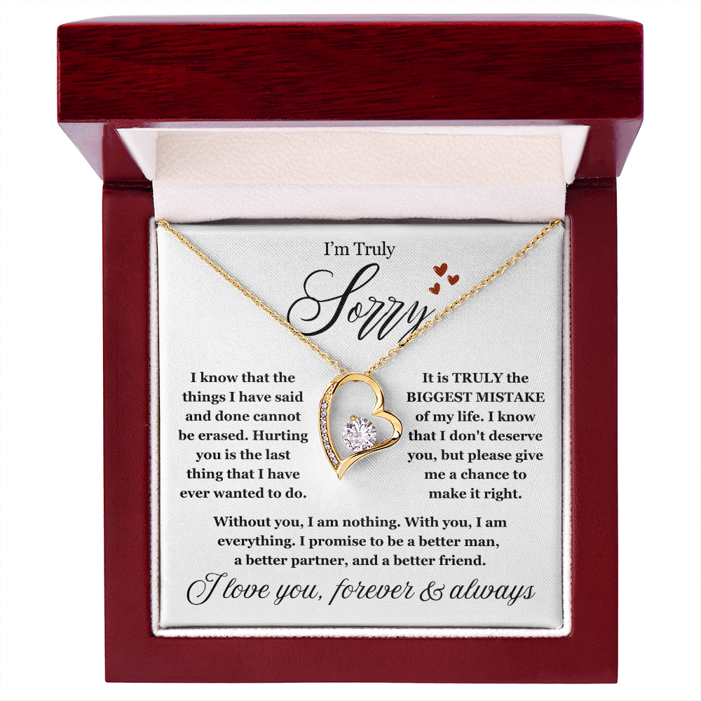 To My Love - Love Heart Necklace - I Am Sorry Message Card Gift