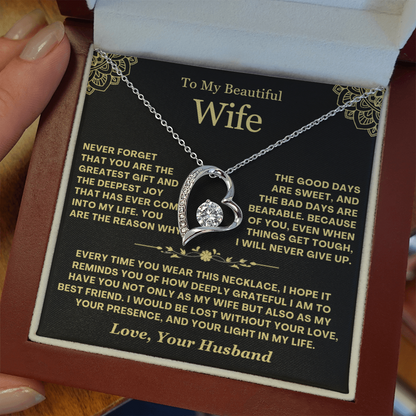 To My Wife - Love Heart Necklace - Greatest Gift Valentine's Day Gift