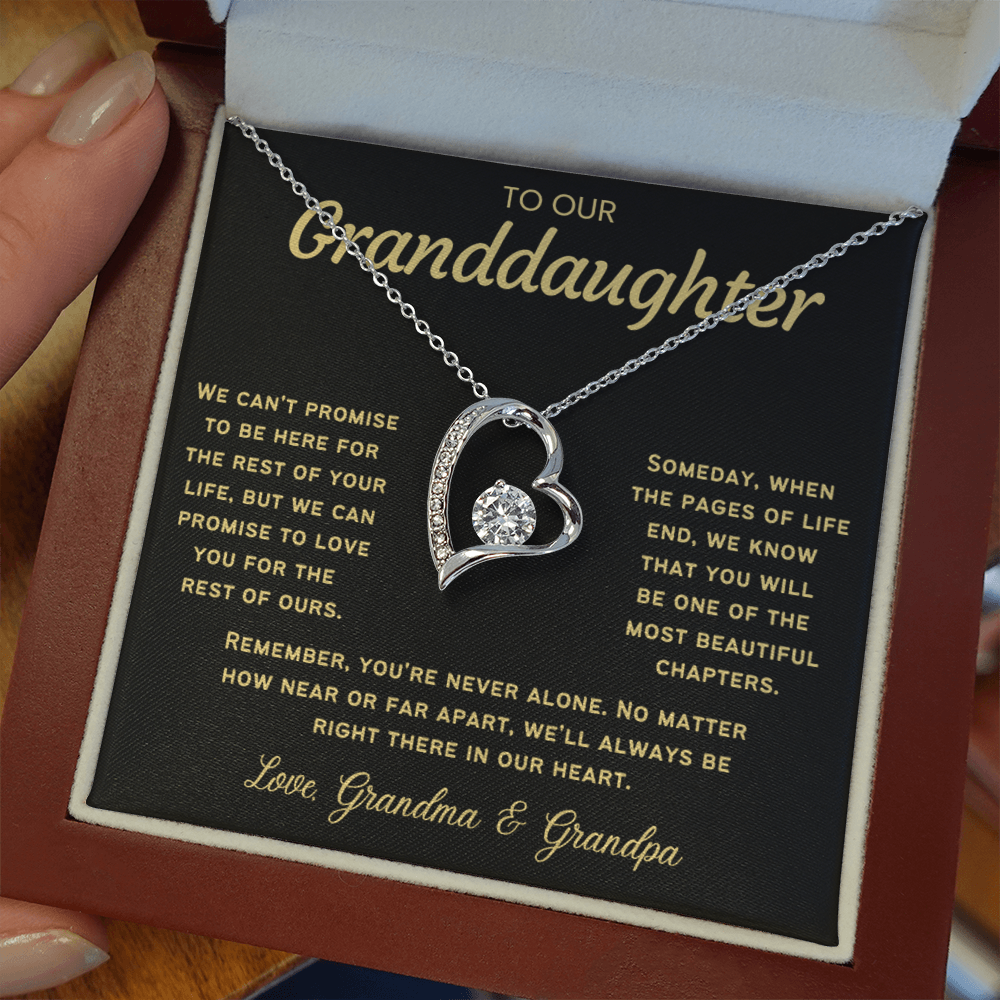 To Our Granddaughter Necklace from Dad - Love Heart Necklace - Message Card Jewelry Gift
