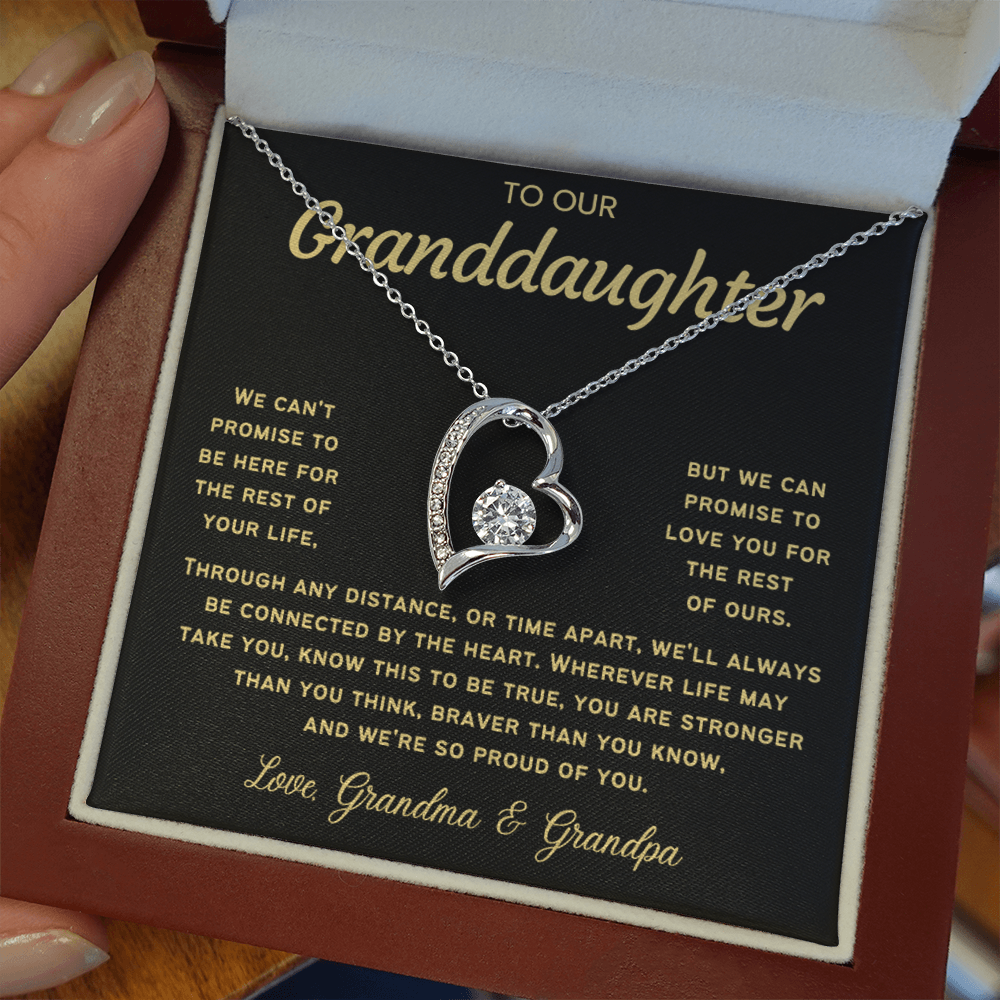To Our Granddaughter Necklace from Dad - Love Heart Necklace - Message Card Jewelry Gift