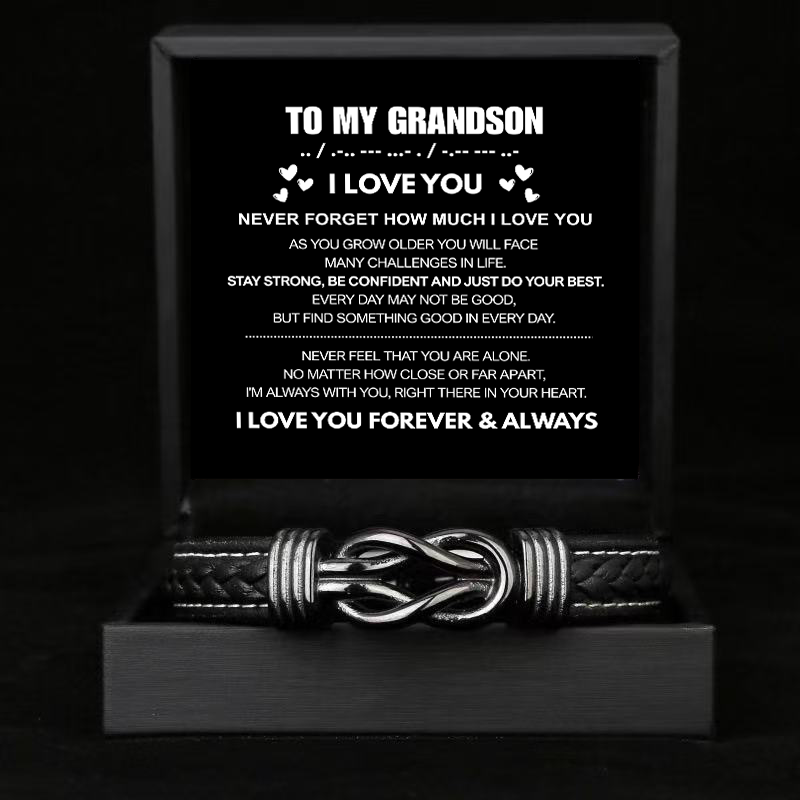 To My Grandson - Forever Linked Bracelet - Never Forget I Love You Message Card Gift