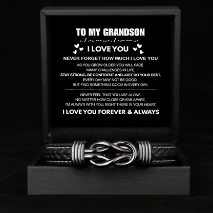 To My Grandson - Forever Linked Bracelet - Never Forget I Love You Message Card Gift