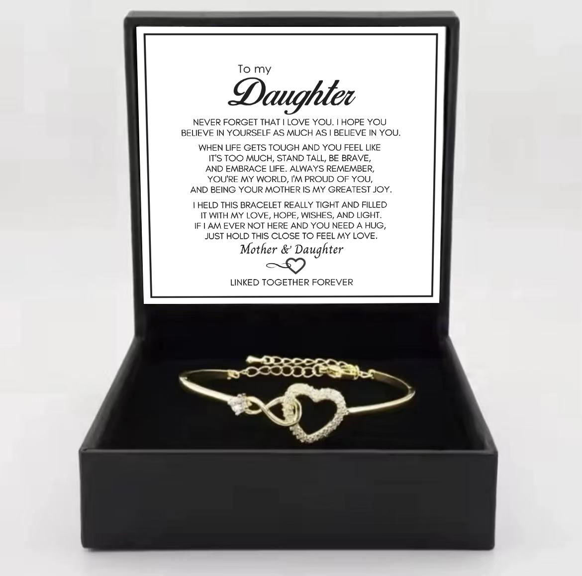 To My Daughter from Mom - Infinity Heart Bracelet - Forever Linked Together