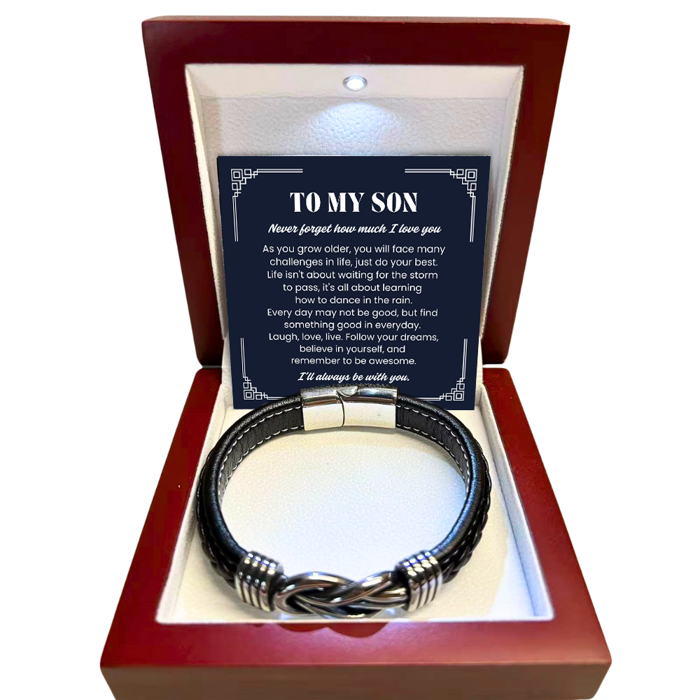 To My Son - Forever Linked Bracelet - Never Forget I Love You Message Card Gift
